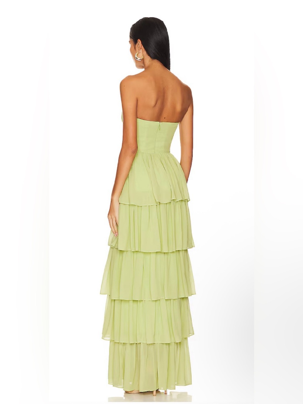 Lovers + Friends Lime Strapless Tiered Maxi Dress. SZ: S Like New. - Picture 2 of 8